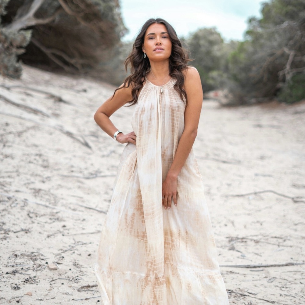 IBIZAMODE MINA DRESS - TIE DYE TAUPE - NWT - XL/XXL